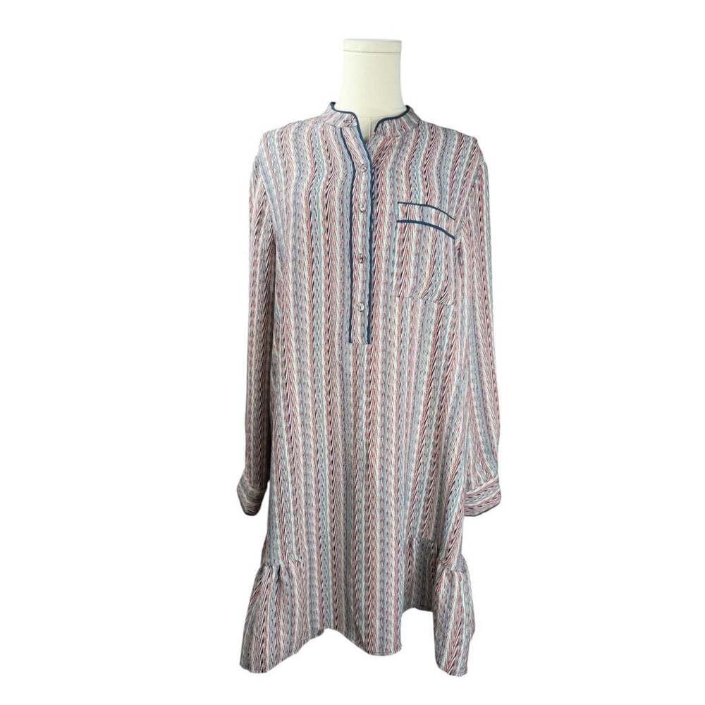BCBGMAXAZRIA Long Sleeve Printed Mini Dress with Ruffle Hem Sz. L